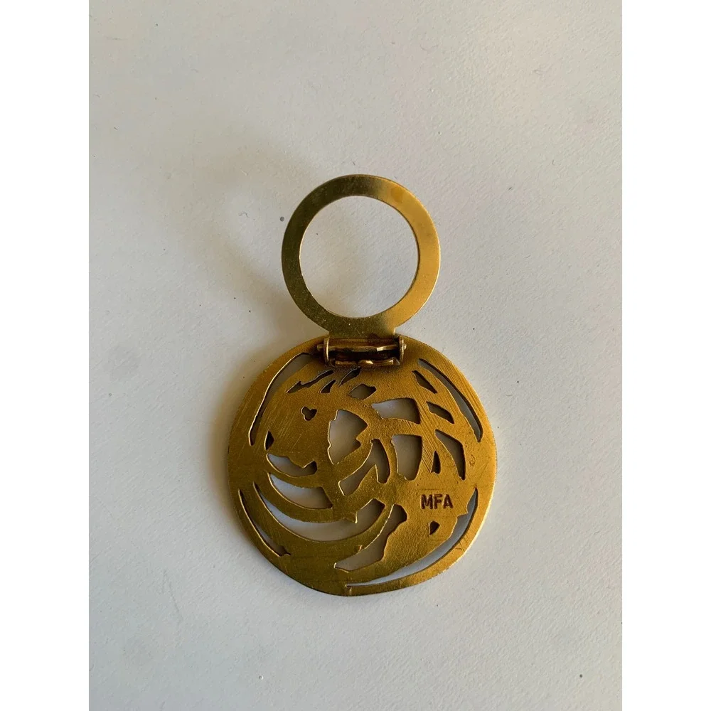 Vintage MFA Museum of Fine Arts Gold Tone Floral Scarf Clip Pin Brooch